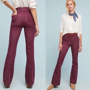 Anthropologie Burgundy High-Rise Bootcut Pants
